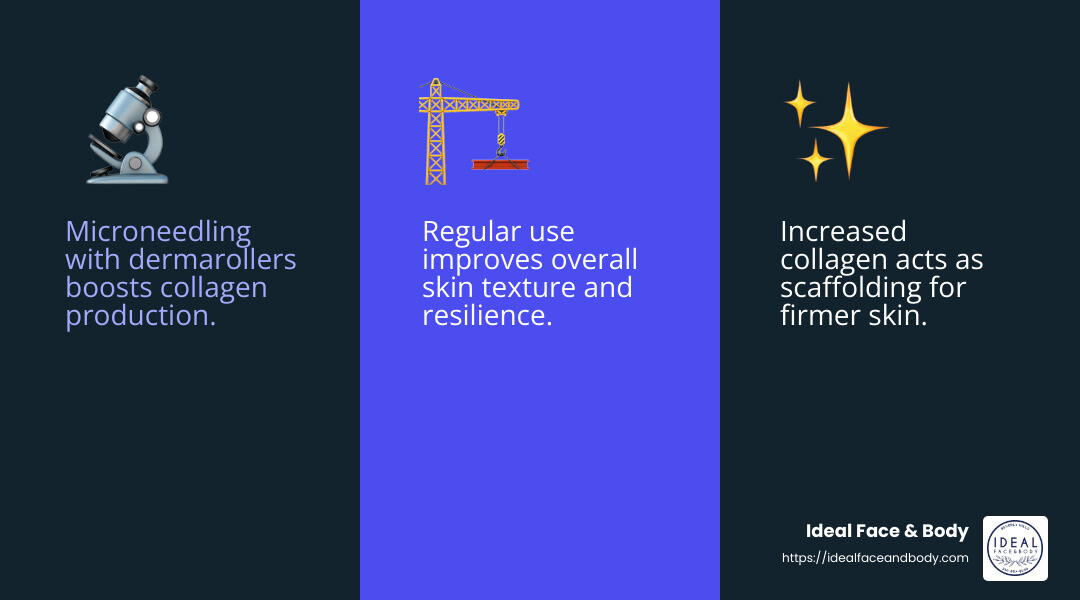 Collagen Production Boost - dermaroller for scars infographic 3_facts_emoji_blue
