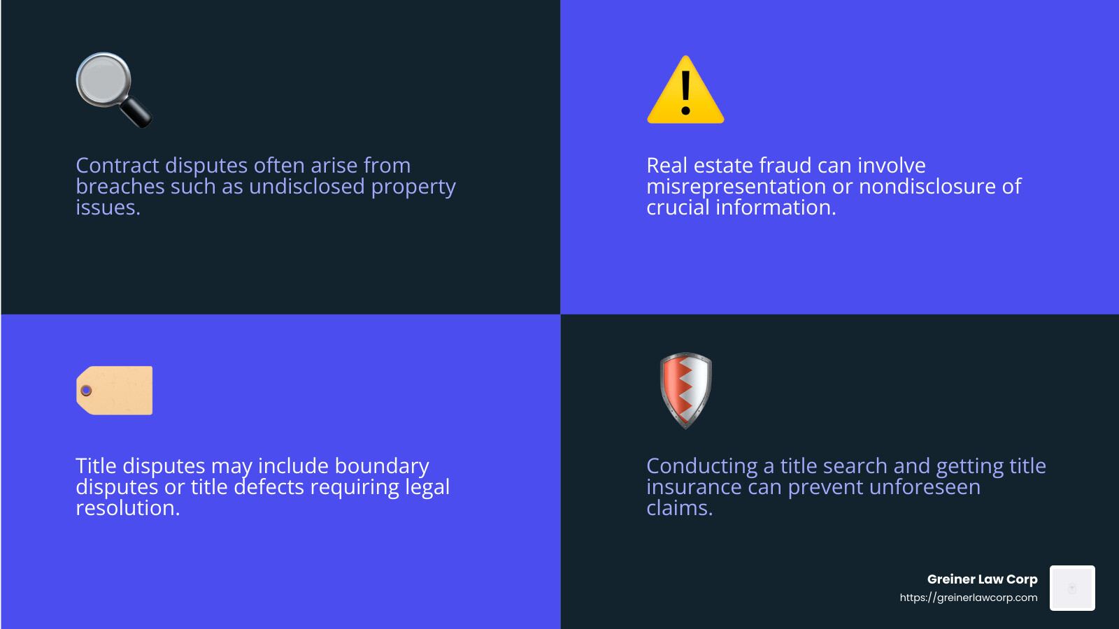 9748b0920e240889ac510e81f4aaf58041e4d0ab California Dreaming: Essential Legal Advice for Real Estate Transactions Get expert Real estate legal advice California for smooth transactions, disputes resolution, and more. Learn from top legal professionals today! Title Disputes Infographic - Real estate legal advice California infographic 4_facts_emoji_blue