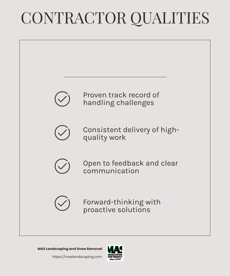 A quote about the importance of hiring experienced contractors. - commercial landscape contractors infographic checklist-light-beige