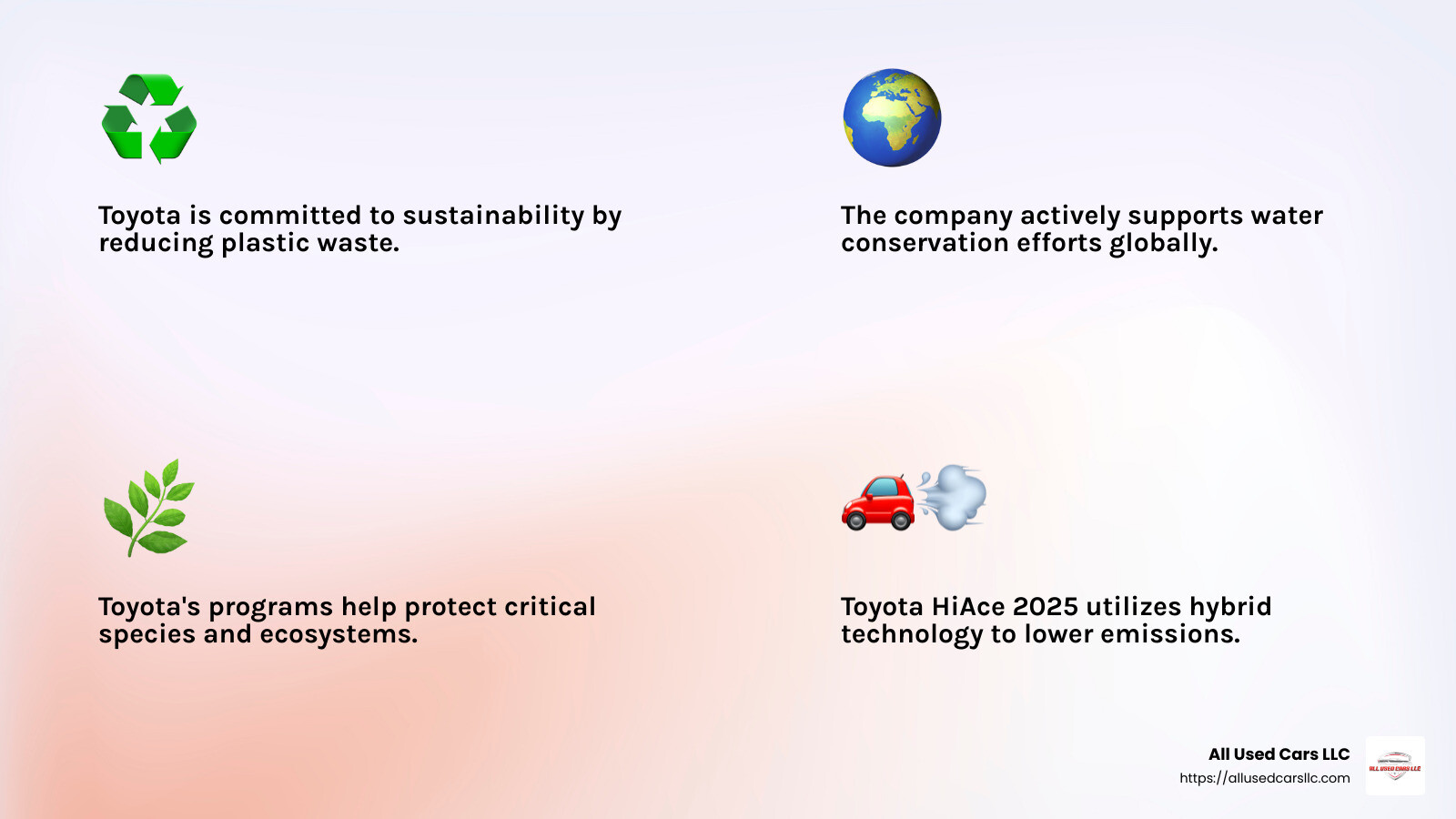 Toyota's environmental efforts - toyota hiace 2025 infographic 4_facts_emoji_light-gradient