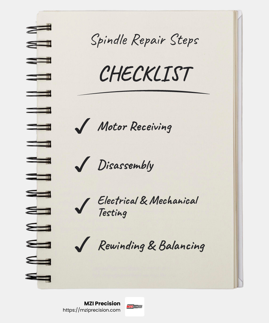 MZI Precision's commitment to exceptional service and support - Electric Motor Repair infographic checklist-notebook