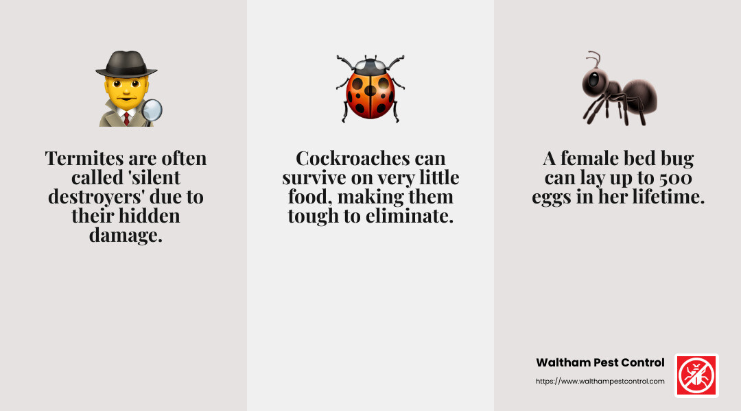 Cockroaches reproduce rapidly, making them difficult to control once established. - Home pest control solutions infographic 3_facts_emoji_grey