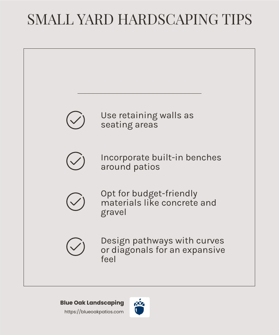 Concrete pavers can be arranged in creative patterns to improve small spaces. - hardscaping ideas infographic checklist-light-beige Concrete pavers can be arranged in creative patterns to improve small spaces. - hardscaping ideas infographic checklist-light-beige