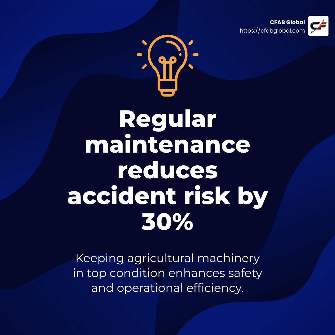 Safety Stat: Regular maintenance reduces accident risk by 30% - agricultural machinery maintenance infographic simple-stat-lightbulb