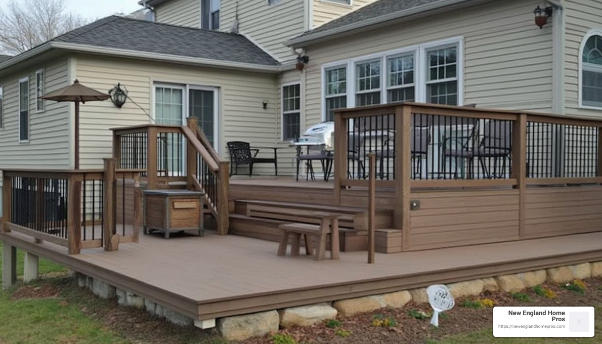 Custom deck with built-in seating - custom built decks