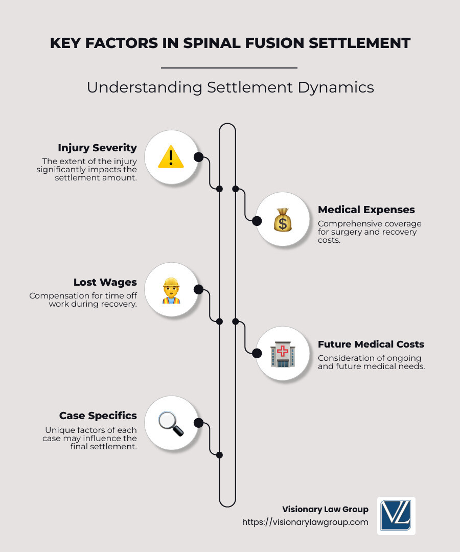 Average Settlement Breakdown - average settlement for spinal fusion surgery workers' comp infographic infographic-line-5-steps-neat_beige