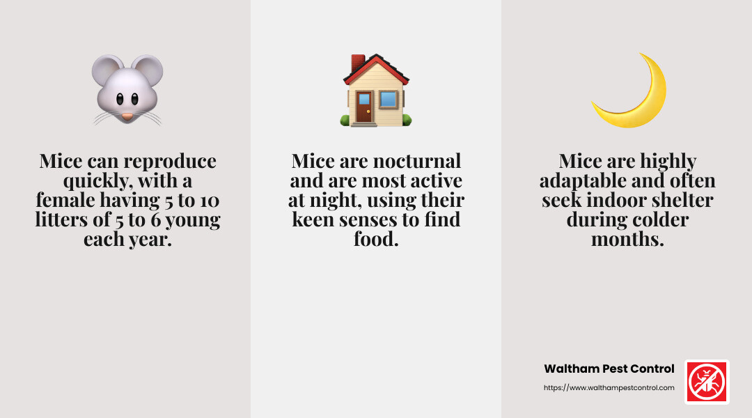 Mouse Reproduction Cycle - Mice Control Company infographic 3_facts_emoji_grey
