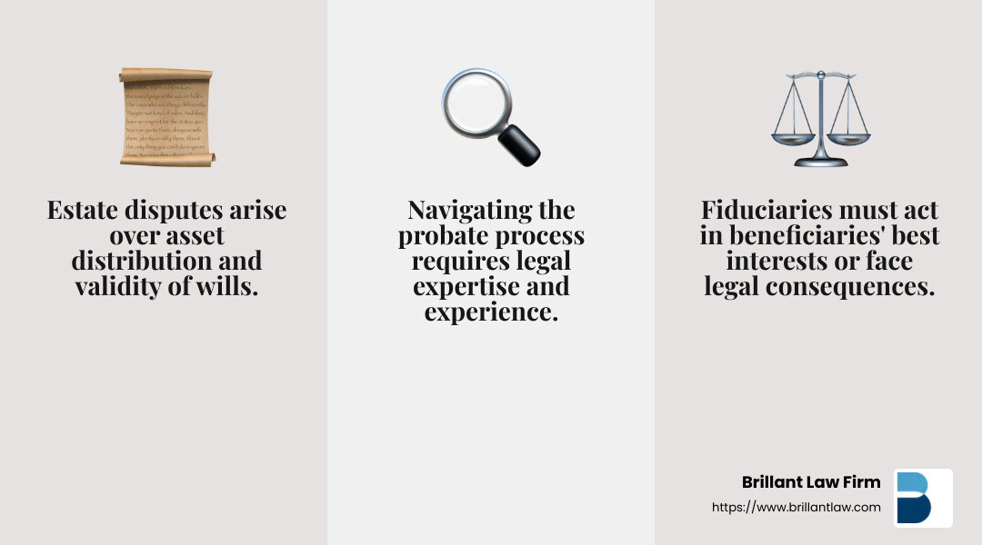 57ded0e545e2d33f87ee960f772b7123ac0fcf77 Winning Your Case: How to Choose an Estate Litigation Attorney Discover how to select the best estate litigation attorney and resolve estate disputes effectively. Get expert guidance here! Quote about the importance of a good estate litigation attorney in navigating probate - estate litigation attorney infographic 3_facts_emoji_grey