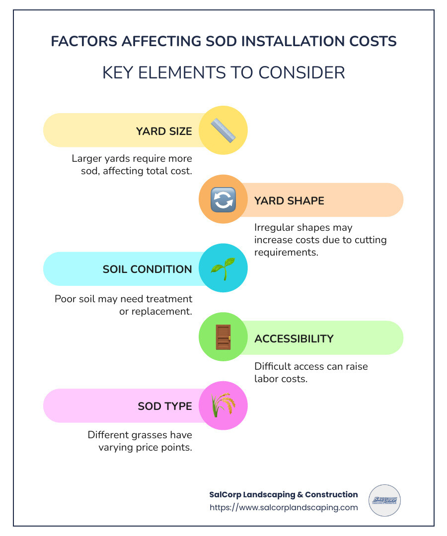 Breakdown of Sod Installation Costs and Factors Affecting Pricing - average cost of sodding a yard infographic infographic-line-5-steps-colors