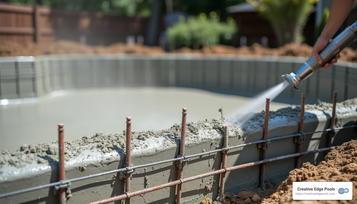 Gunite pool construction process - price of a gunite pool