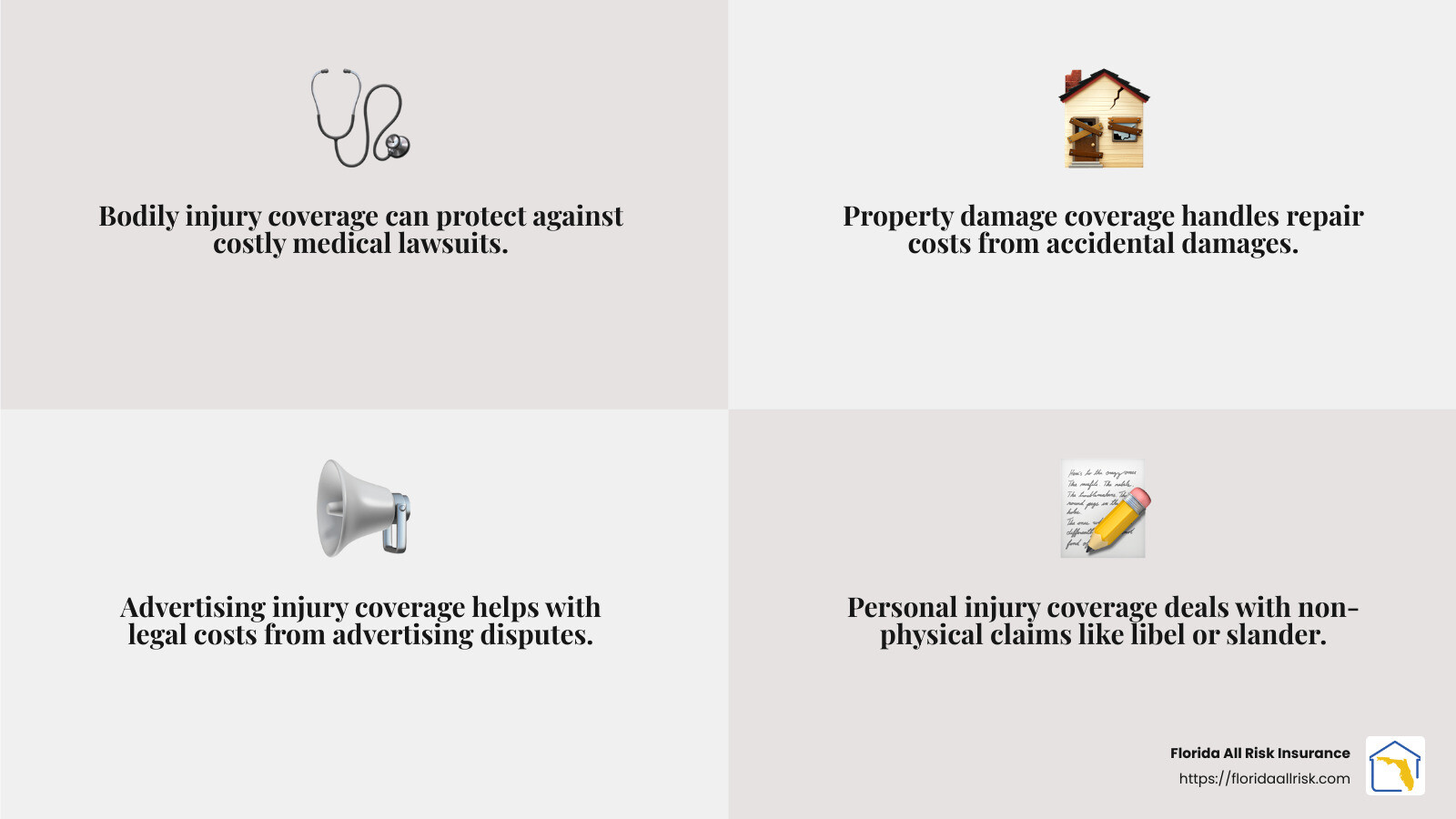 Understanding General Liability Insurance - tampa general liability insurance infographic 4_facts_emoji_grey