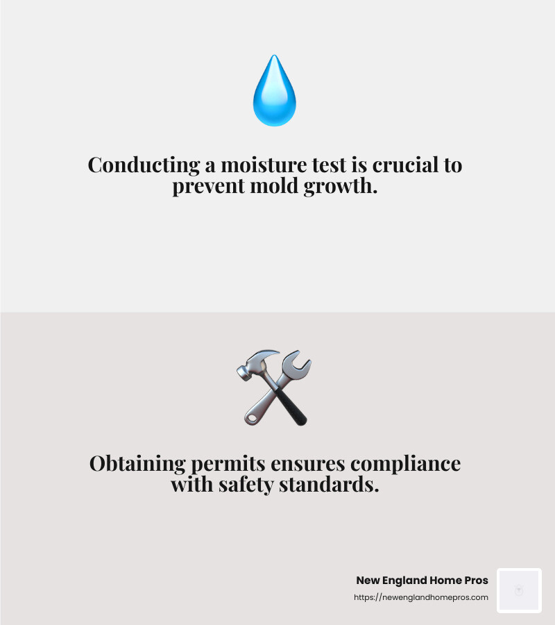 Moisture testing is essential to prevent future issues. - diy finish basement infographic 2_facts_emoji_grey