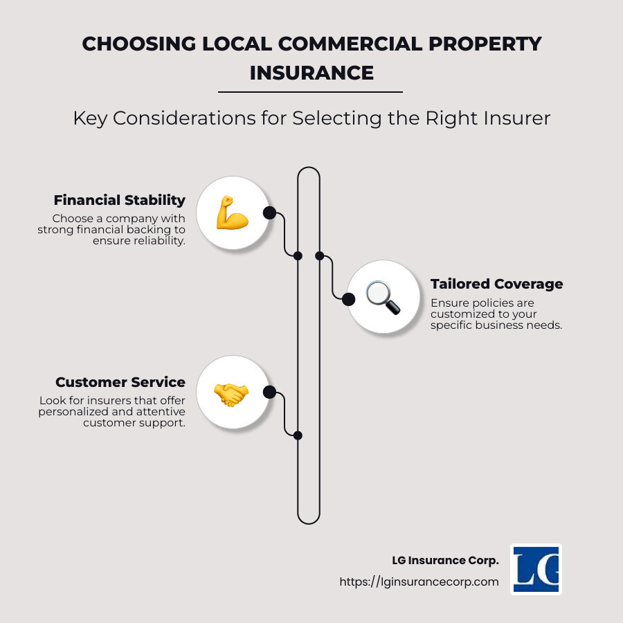 Comparison of Top Commercial Property Insurance Companies - commercial property insurance companies near me infographic infographic-line-3-steps-neat_beige