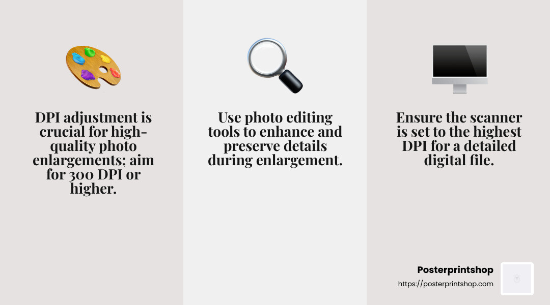 Preserve image quality with proper DPI settings and editing techniques. - blowing up a picture infographic 3_facts_emoji_grey