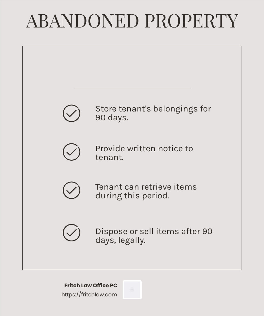 90-day storage requirement - indiana landlord tenant law abandoned property infographic checklist-light-beige