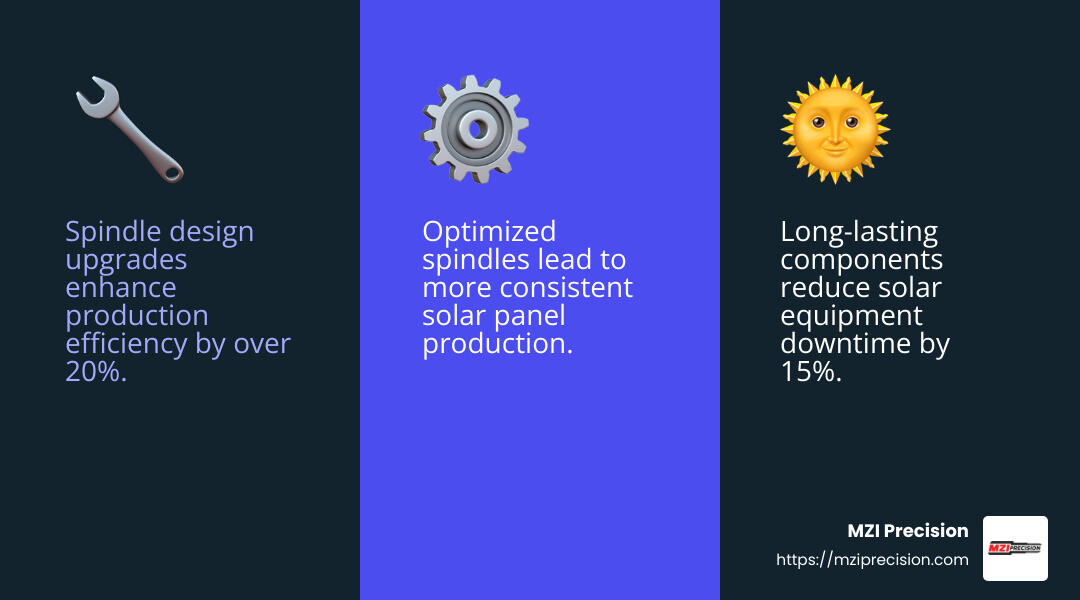 Spindle design upgrades improve efficiency and extend equipment lifespan. - Spindle Rebuild Industries Served infographic 3_facts_emoji_blue