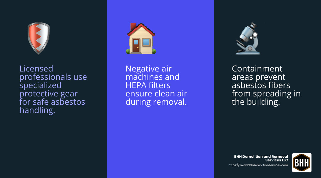Licensed professionals ensure safe asbestos removal - asbestos removal services infographic 3_facts_emoji_blue