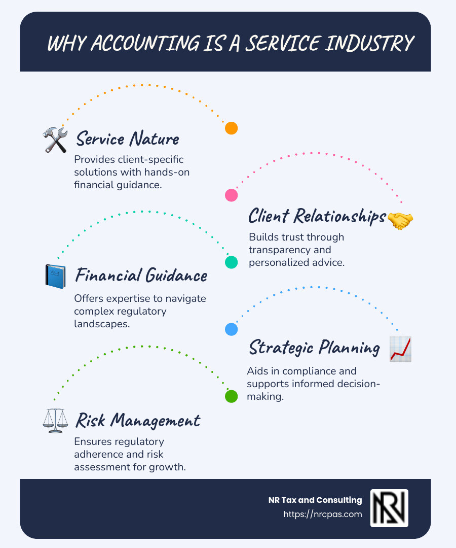 Exploration of Accounting as a Service Industry: Key Points and Benefits Infographic - why is accounting a service industry infographic infographic-line-5-steps-blues-accent_colors