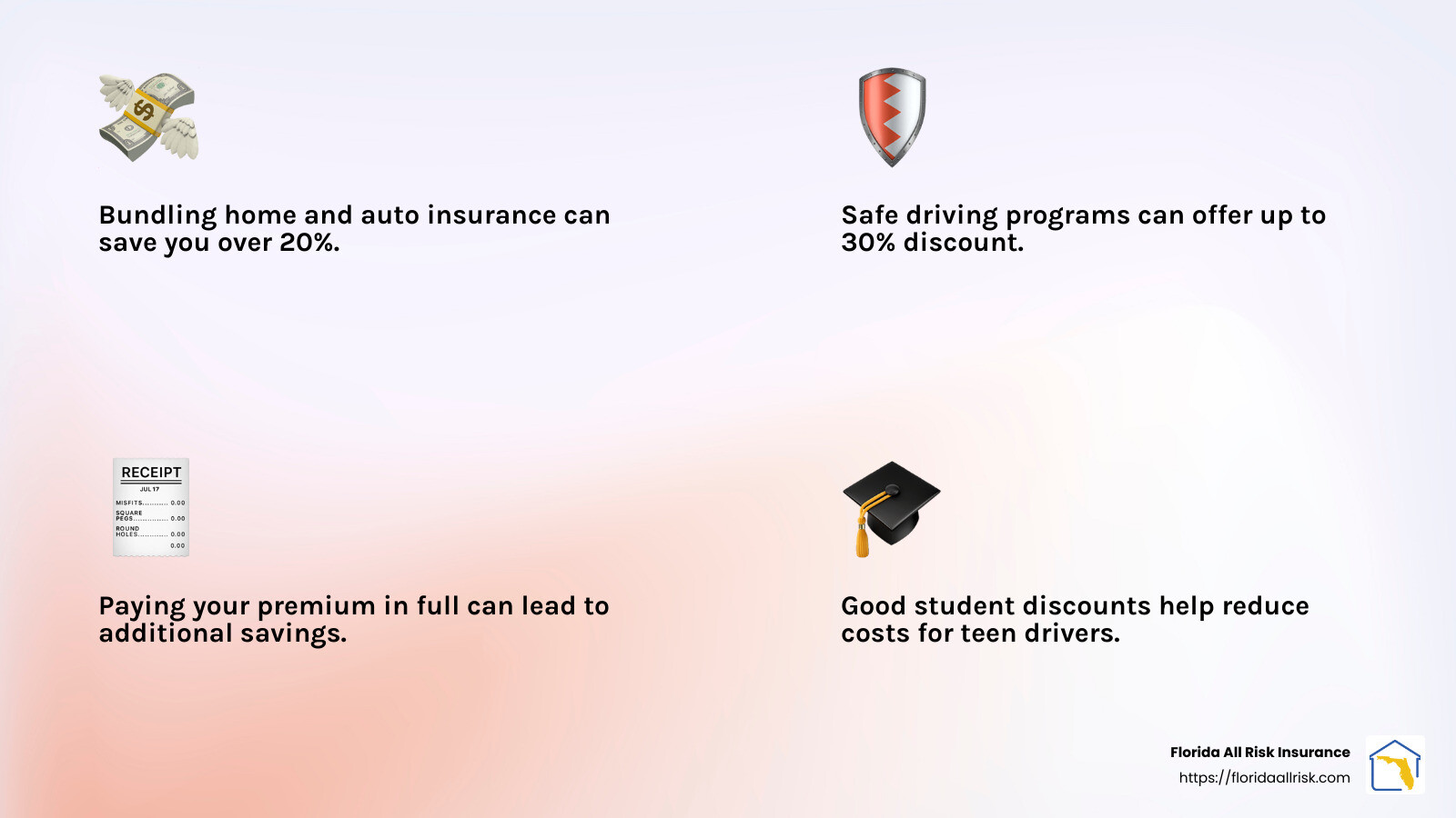 32dbd95784811db7fd56fac891a63663f966e5b7 Fast Track to Savings: Getting Car Insurance Quotes in Florida Get affordable car insurance quotes Florida. Discover tips to save, compare rates, and find personalized coverage tailored to your needs. Safe driving rewards can lead to significant savings - Car insurance quotes Florida infographic 4_facts_emoji_light-gradient