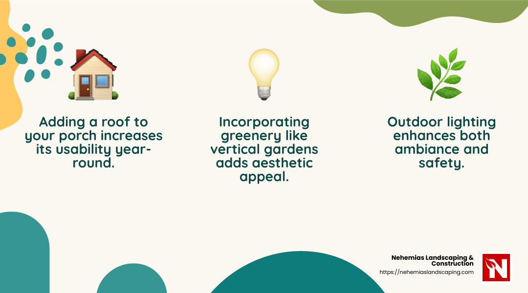 Quote about porch renovations - porch remodeling contractors infographic 3_facts_emoji_nature