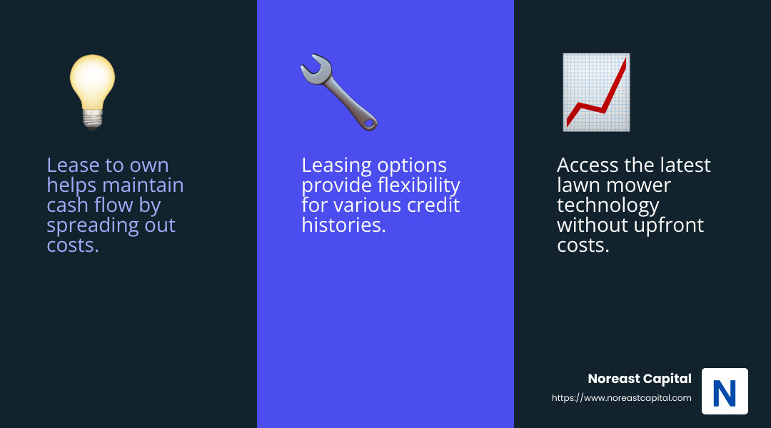 Managing cash flow effectively with lease to own options - lease to own lawn mower infographic 3_facts_emoji_blue
