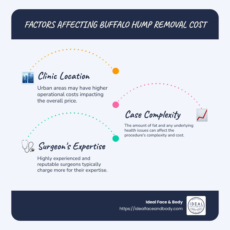 Factors Affecting Buffalo Hump Removal Cost: Clinic Location, Case Complexity, Surgeon's Expertise - buffalo hump removal cost infographic infographic-line-3-steps-blues-accent_colors