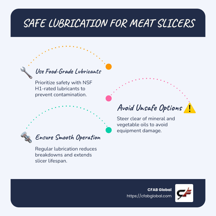safe meat slicer lubricants infographic - what lubricants are safe for a meat slicer infographic infographic-line-3-steps-blues-accent_colors