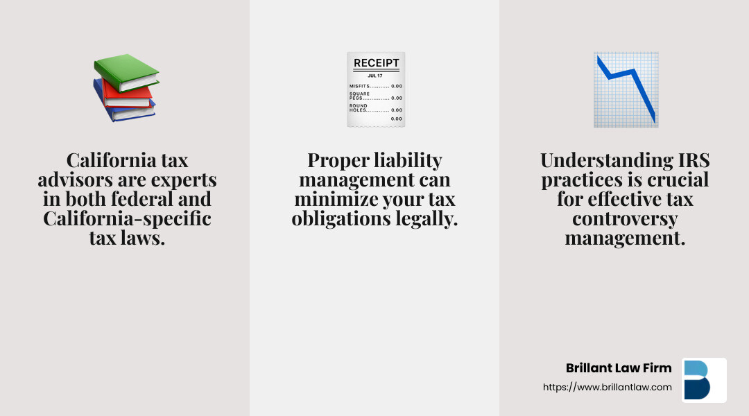01c5cad3cb41eb4843e130544ed888fce27fbe09 The Ultimate Guide to Tax Advisors in California: Tips and Tricks Discover how a california tax advisor can save you money and reduce liability. Learn to choose the right expert for your needs today! Tax advisor expertise infographic - california tax advisor infographic 3_facts_emoji_grey