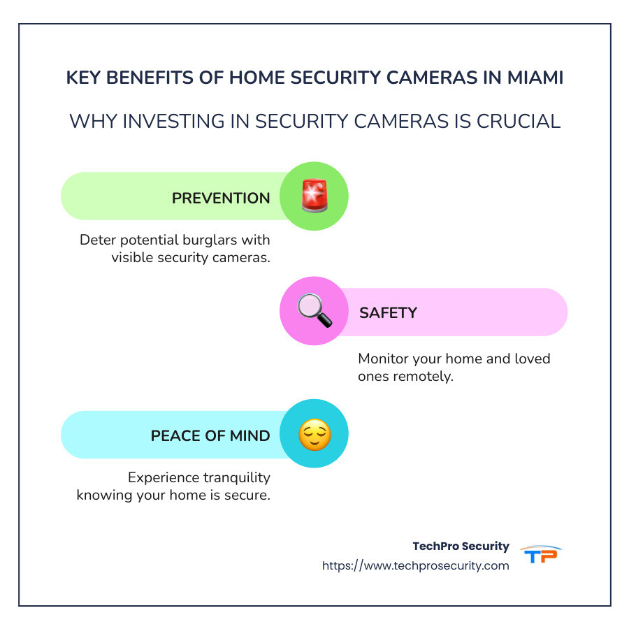 Key Benefits of Home Security Cameras in Miami - home security cameras miami infographic infographic-line-3-steps-colors