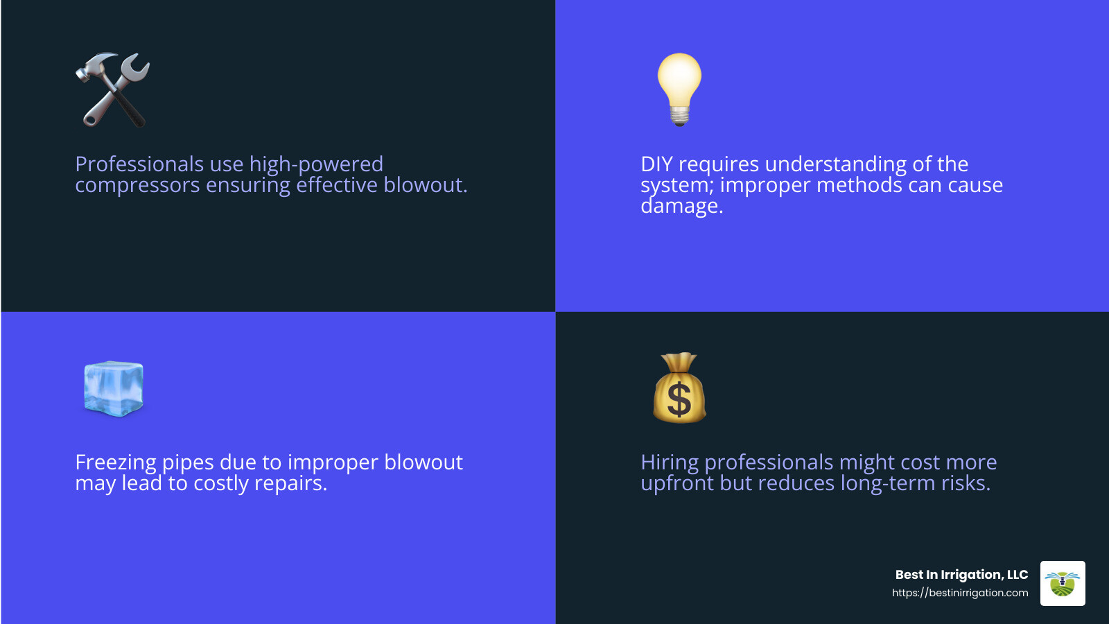 Risk of Frozen Pipes - cost to blow out sprinklers infographic 4_facts_emoji_blue