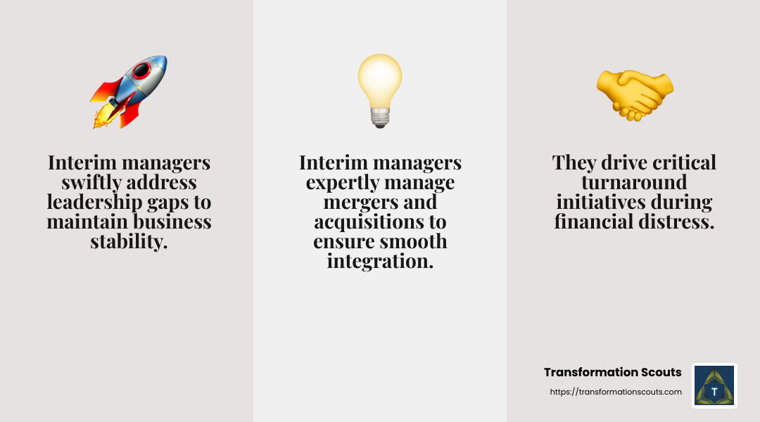 Interim managers bring stability and expertise during transitions and M&A processes - interim management services infographic 3_facts_emoji_grey Interim managers bring stability and expertise during transitions and M&A processes - interim management services infographic 3_facts_emoji_grey