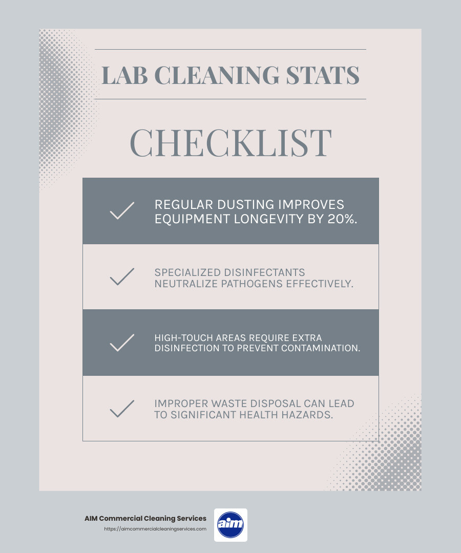 Statistic on dusting - lab cleaning services infographic checklist-light-blue-grey