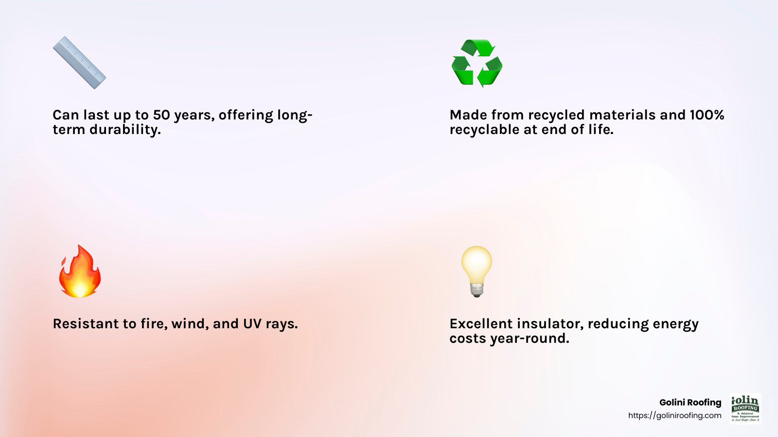 Durability and Eco-Friendliness of Rubber Roofing - residential rubber roofing infographic 4_facts_emoji_light-gradient