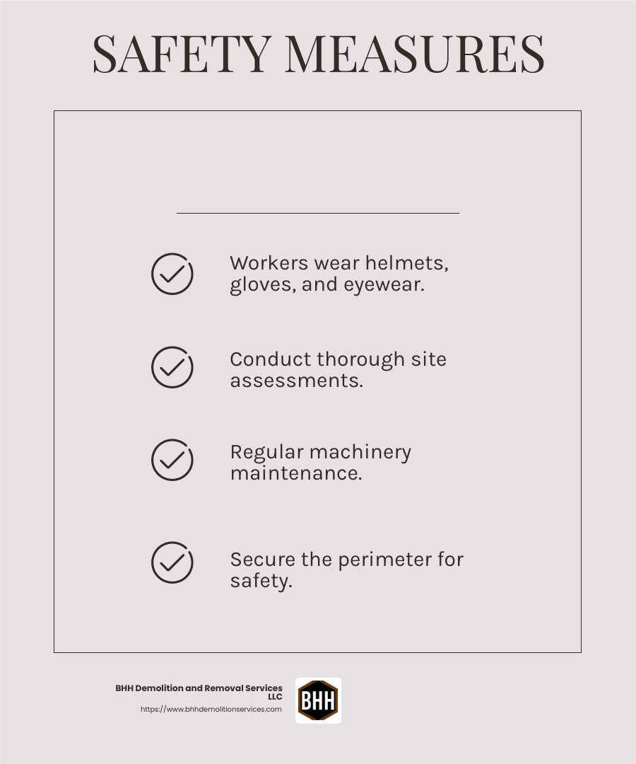 Safety measures in demolition - Concrete removal Atlanta infographic checklist-light-beige