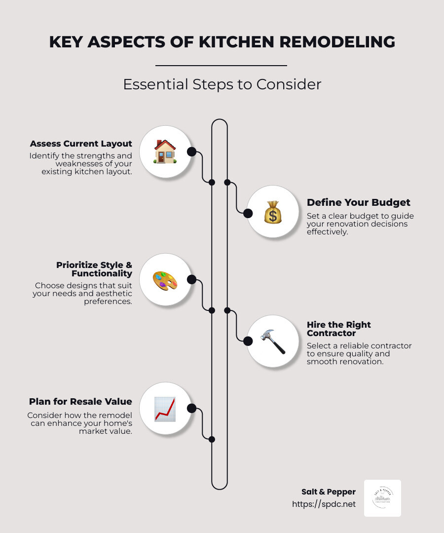 Key aspects of kitchen remodeling infographic - kitchen remodel infographic infographic-line-5-steps-neat_beige