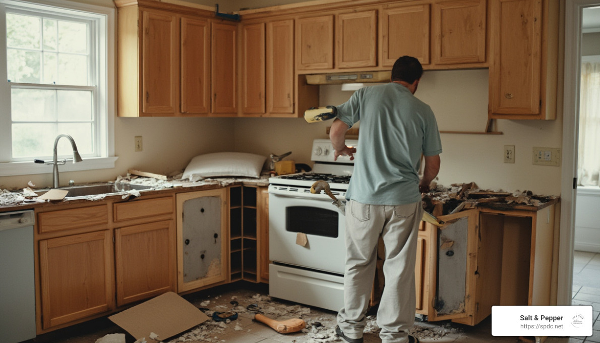 Removing old kitchen elements - do it yourself kitchen remodel
