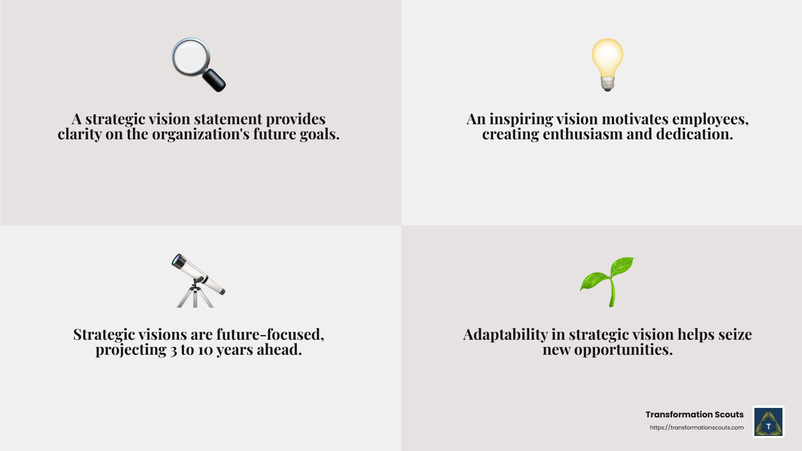 Strategic Vision Clarity and Inspiration - vision to action strategic management consultant infographic 4_facts_emoji_grey