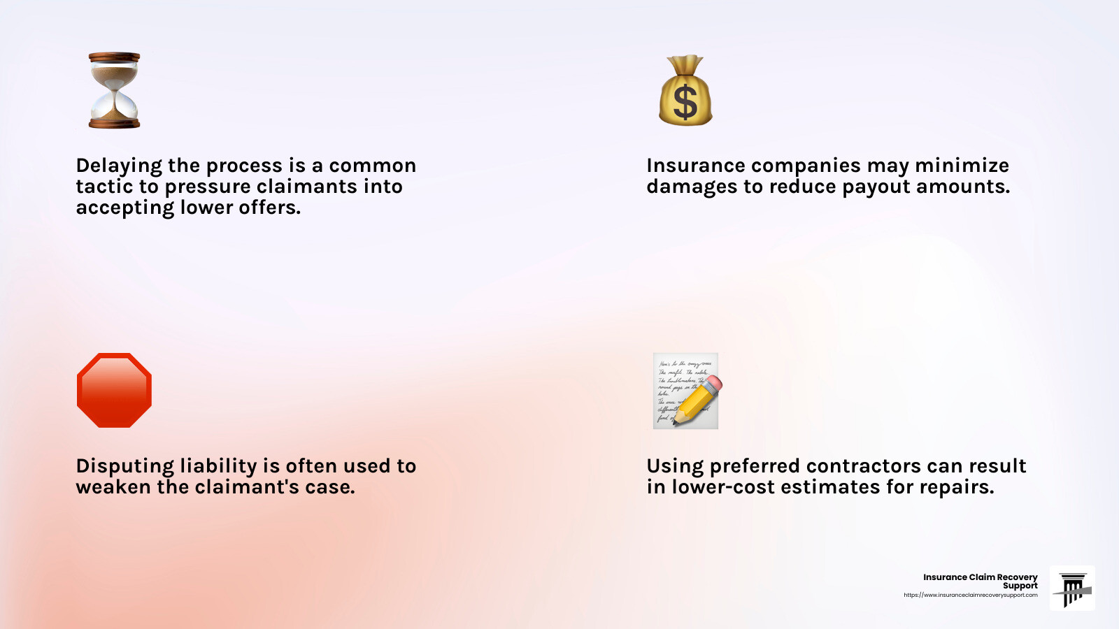 Delays in Insurance Settlements - how do insurance companies negotiate settlements infographic 4_facts_emoji_light-gradient
