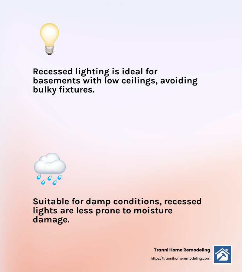 Recessed lighting in a basement - Basement lighting solutions infographic 2_facts_emoji_light-gradient