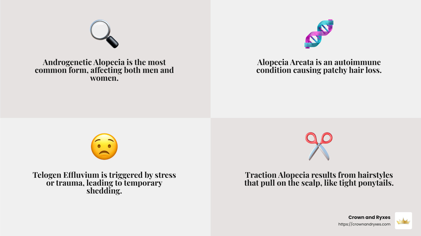 Understanding the causes of hair loss is crucial for finding the right treatment. - hair loss treatments infographic 4_facts_emoji_grey