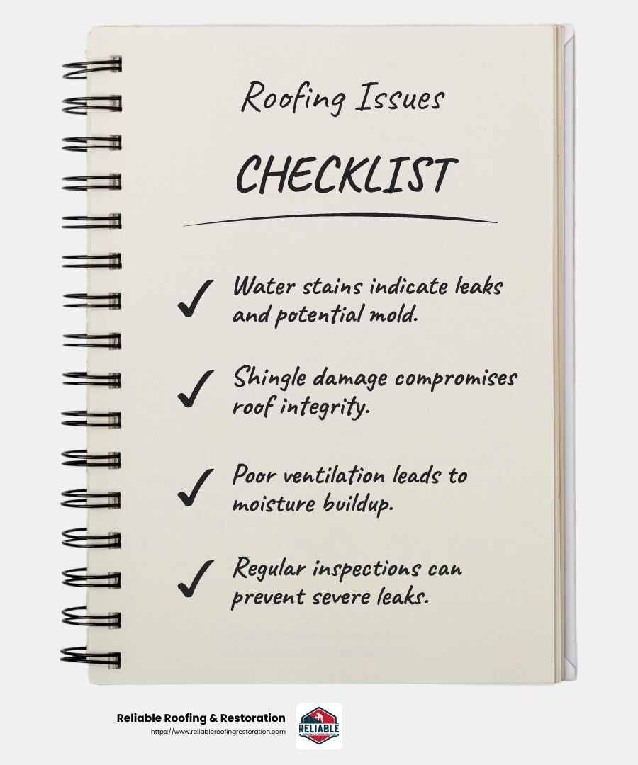 Roof Damage Signs - Affordable roofing Richmond TX infographic checklist-notebook Roof Damage Signs - Affordable roofing Richmond TX infographic checklist-notebook