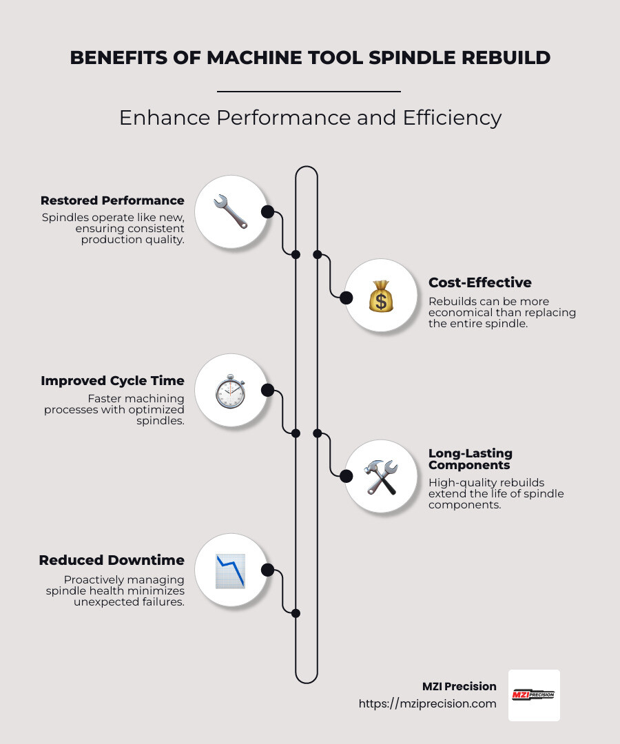 Benefits of spindle rebuild such as cost savings and improved efficiency shown through graphics and statistics - Machine Tool Spindle Rebuild infographic infographic-line-5-steps-neat_beige Benefits of spindle rebuild such as cost savings and improved efficiency shown through graphics and statistics - Machine Tool Spindle Rebuild infographic infographic-line-5-steps-neat_beige
