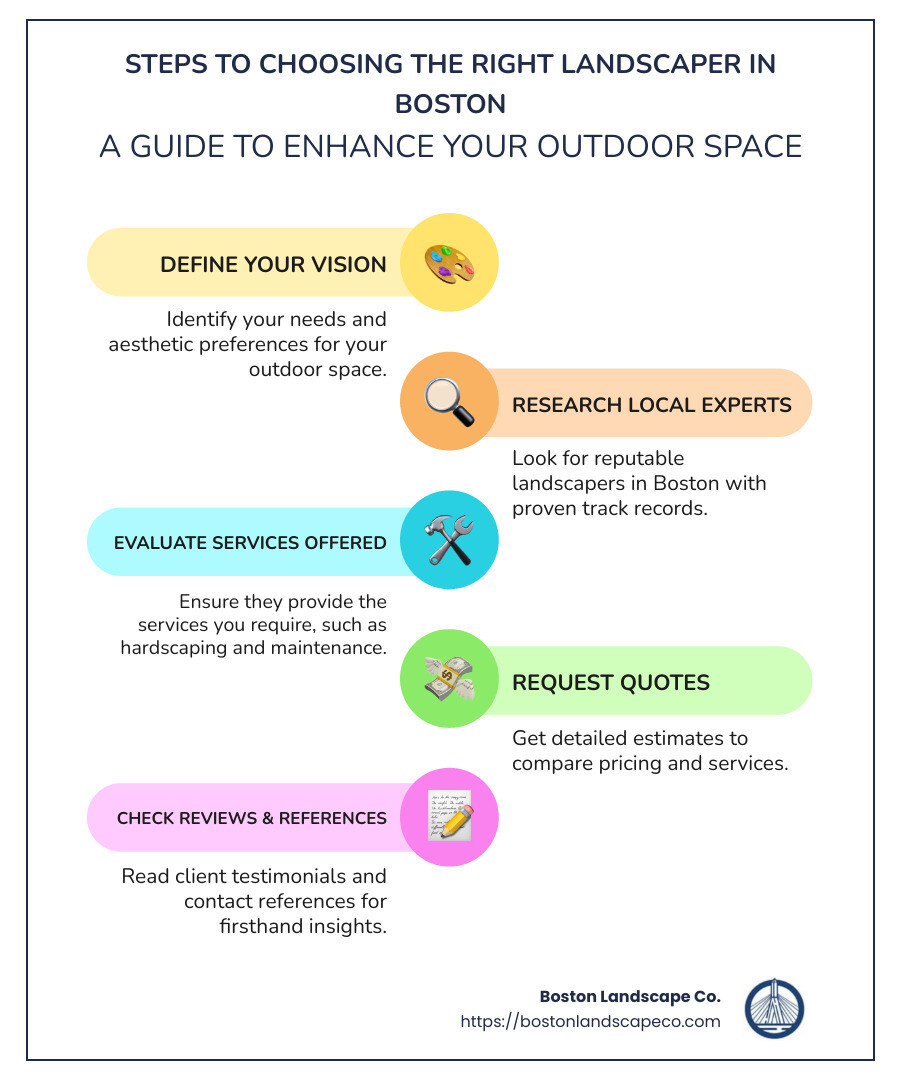 Overview of Landscaping Services in Boston - Landscaper Boston MA infographic infographic-line-5-steps-colors