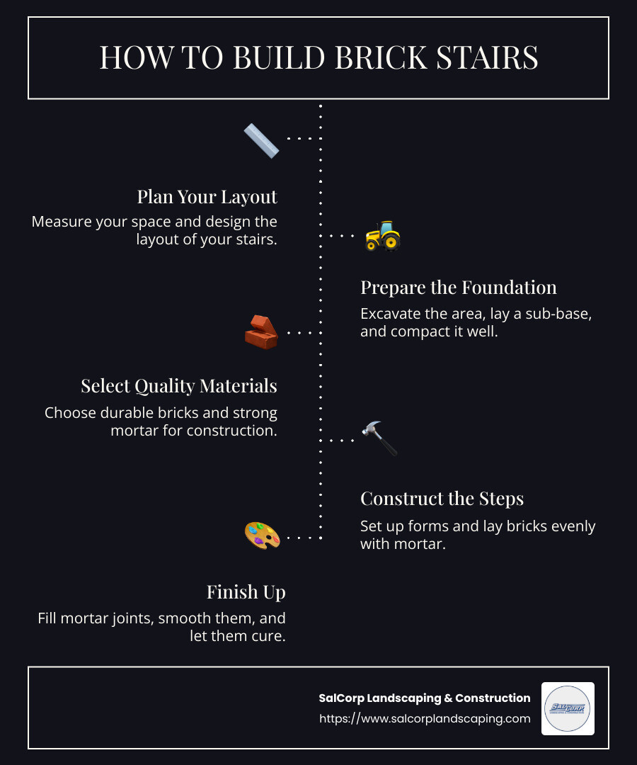 How to build brick stairs infographic - how to build brick stairs infographic infographic-line-5-steps-dark