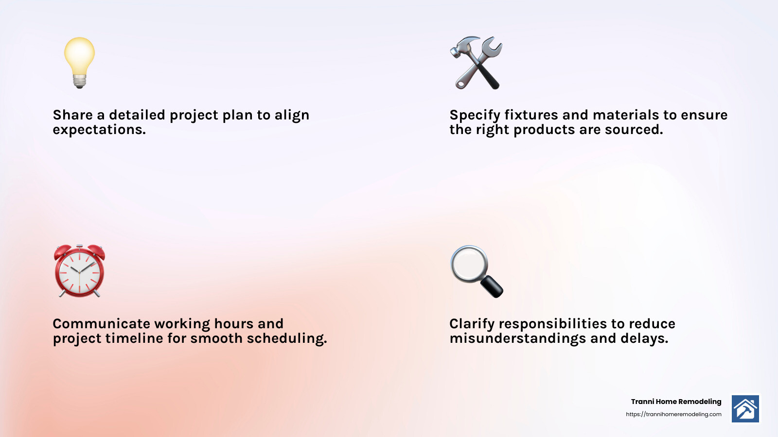 Finding a Bathroom Remodeling Contractor: Tips and Best Practices 3 Detailed project plan and responsibilities - best way to find a contractor for bathroom remodeling infographic 4_facts_emoji_light-gradient