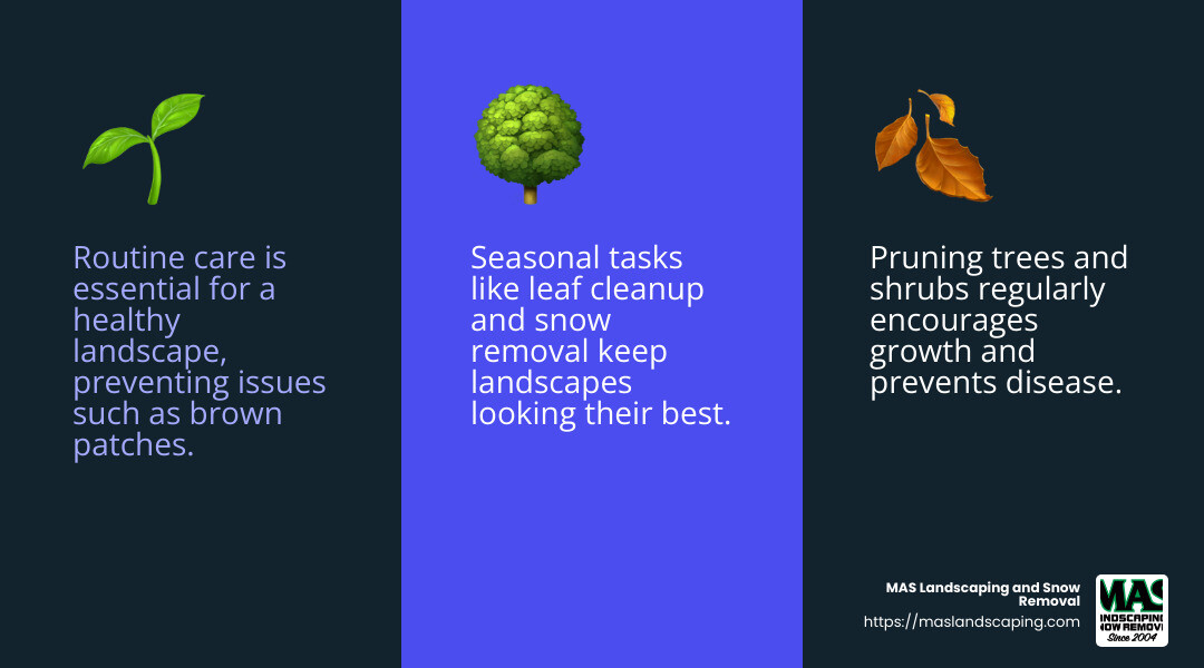 Understanding the importance of routine care in landscape maintenance - landscape maintenance near me infographic 3_facts_emoji_blue