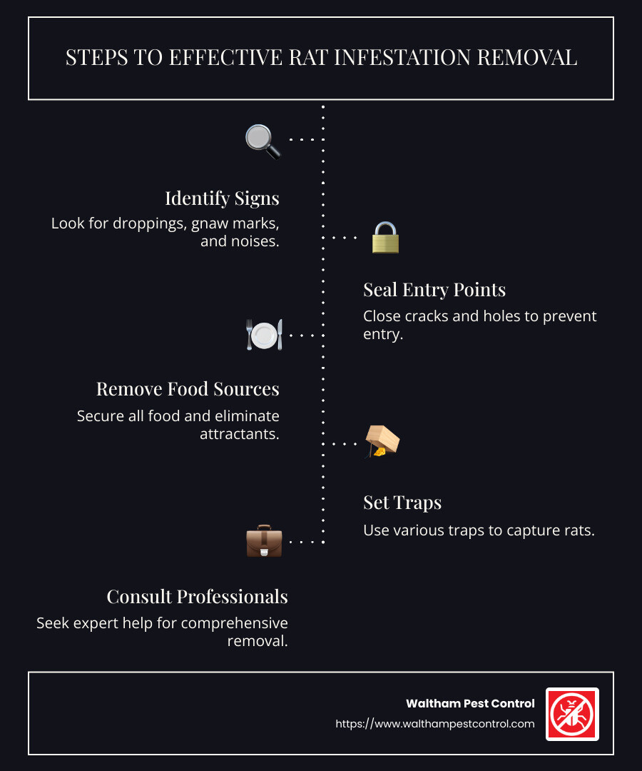Steps to Effective Rat Infestation Removal - rat infestation removal infographic infographic-line-5-steps-dark