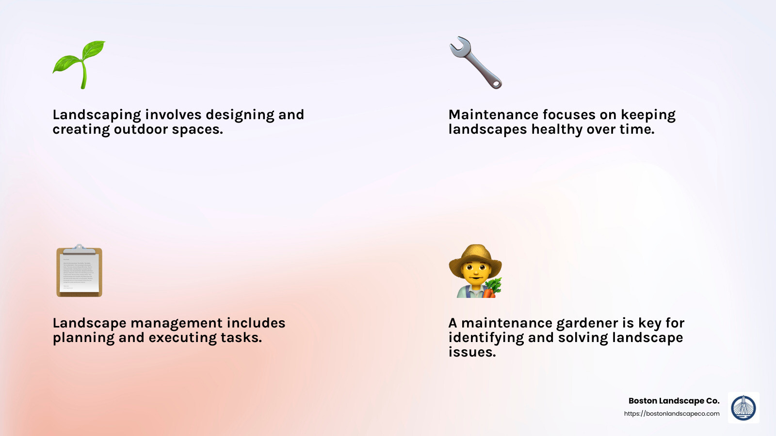 Understanding the Role of a Maintenance Gardener - Landscape Maintenance Stoneham infographic 4_facts_emoji_light-gradient