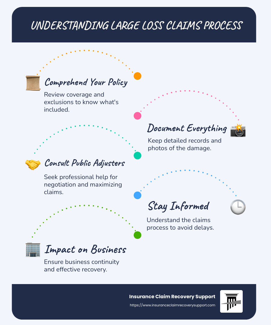 Flowchart of Large Loss Claims Process - large loss claims handling infographic infographic-line-5-steps-blues-accent_colors