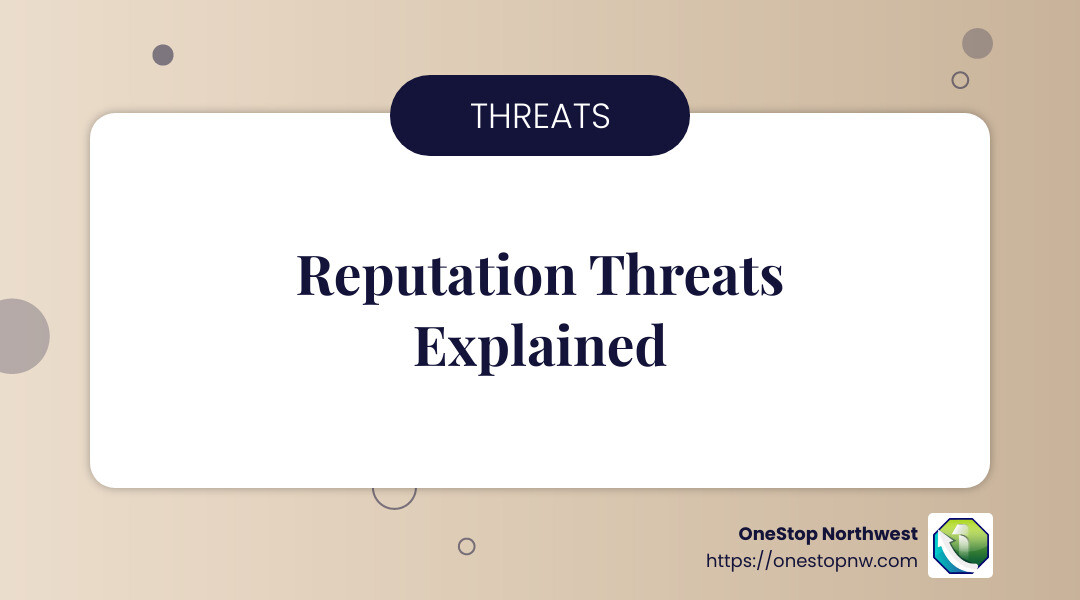 Reputation threats can emerge from various sources, affecting brand trust and loyalty. - business reputation management agency infographic simple-info-landscape-card